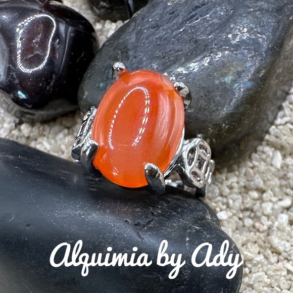 White crazy lace/laguna agate silver Victorian gem ring/ colorful/ - Picture 1 of 6